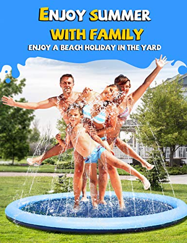 Vistop Non-Slip Splash Pad For Kids And Dog, Thicken Sprinkler Pool Summer Outdoor Water Toys - Fun Backyard Fountain Play Mat For Baby Girls Boys Children Or Pet Dog (67") #TOP6