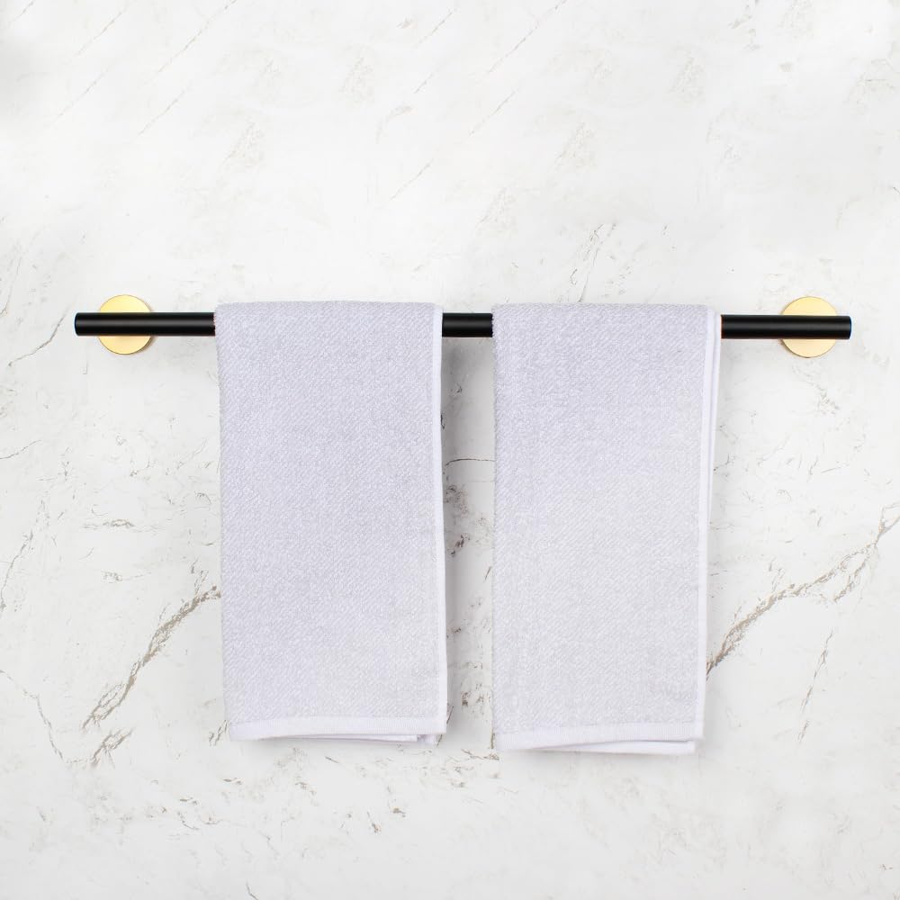 Barra para Toallas de 76 cm (30 Pulgadas) en Color Negro y Dorado, riel de Pared de Acero Inoxidable para baño de Estilo Moderno.