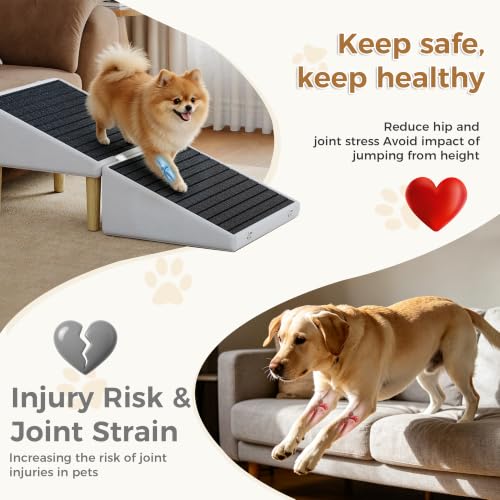 3-in-1 Dog Ramp Pet Stairs 18.5"x18.3"x18.1" with Hidden Storage Ottoman, Anti-Slip Steps for Small, Medium, Large, Senior & Injured Pets, 220LBS for Bed & Sofa (Beige) by PyraLine - Used condition - Image 3