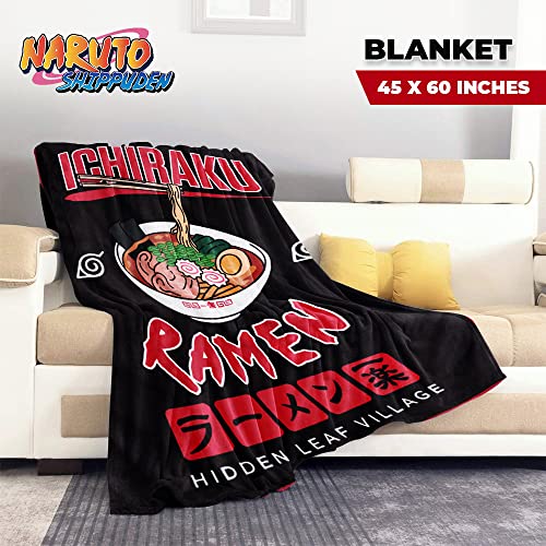 Just Funky Naruto Shippuden Fleece Blanket | 45 X 60 Inches Soft And Cozy Naruto Blanket Featuring Ramen Bowl | Officially Licensed Anime Merchandise For Home Or Office Décor And Gift Giving #TOP3