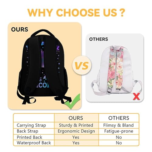 Unicorn Backpack for Girls & Women, 16 Inch Black Backpacks for School, Cute Lightweight Bookbag for Kids4