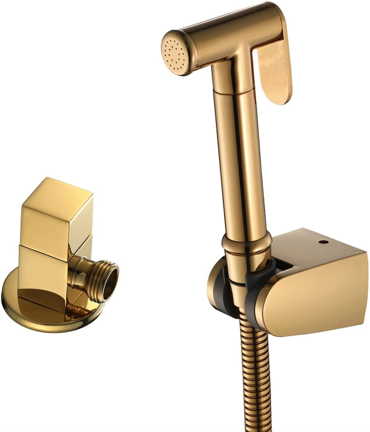 Rociador de bidé de oro titanio con manguera para baño elegante