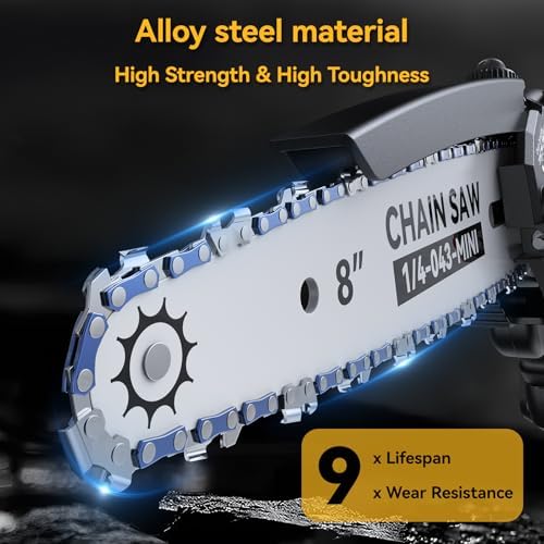 Mini Chainsaw Cordless, 8 & 6 inch Electric Chain Saw with 2 Rechargeable Batteries, scie à chaîe à batterie is a Perfect Gardening Gifts for Men &Father's Day, Battery Chainsaw for Trees Wood Cutting - 4