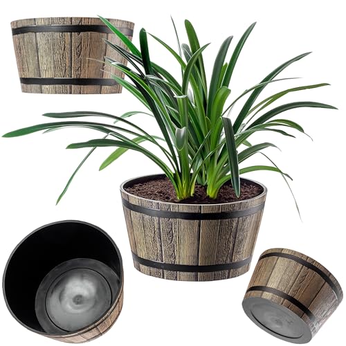 ✅ Design raffinato effetto legno – La forma semplice e l’aspetto simile a un barile donano al vaso un tocco naturale ed elegante, perfetto per qualsiasi balcone, terrazza o giardino.