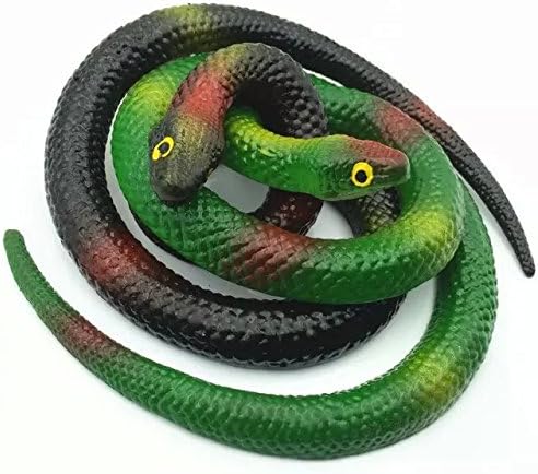 moremeilia Industries Spoof Toys Soft Rubber Round Head Snake Toy Snake 67 cm Simulation Large Rubber Snakes-Green