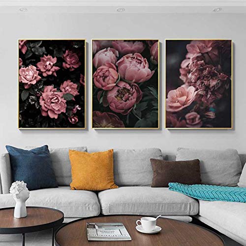 Fleurs nordiques peinture sur toile poétique, grand tableau pivoines pour cocon de douceur