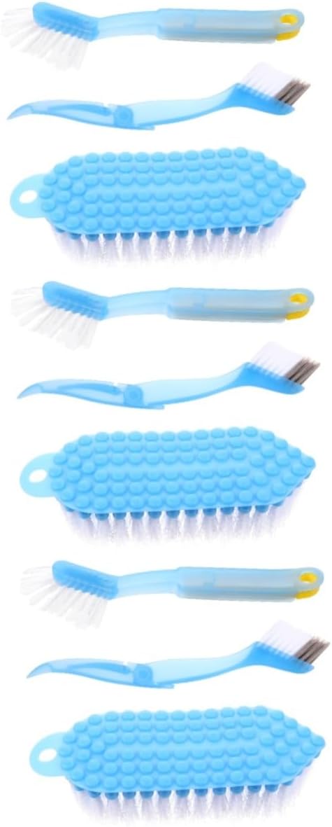 9 Pieces Crevice Brush Kitchen Cleaning Brush Kitchen Sink Stiff Cleaning Brush Tile Wire Brush Grout Scrubbing Brush (Azulx3uds 19X7CMx3pcs)