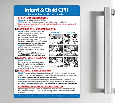 Infant And Child Cpr Fridge Magnet - Cpr First Aid For Baby And Child - By Safety Magnets - 5 X 7 Inches #TOP2
