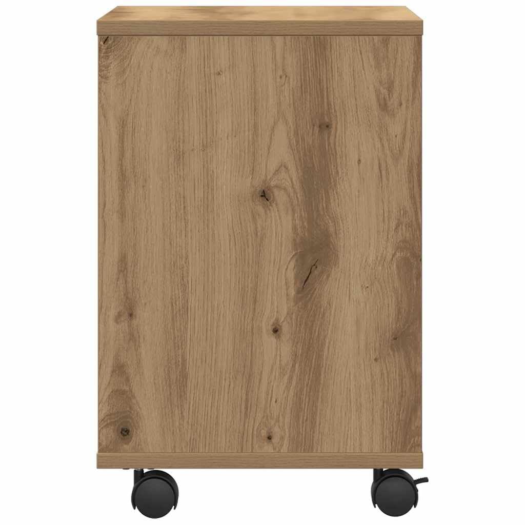 Tomostar Support d'Imprimante avec roulettes, Caisson de Bureau Support Imprimante Chariot Mobile Meuble Imprimante Bureau chêne Artisanal 41 x 32 x 48 cm
