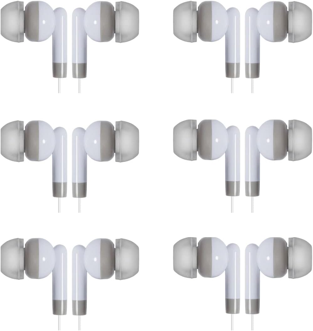 Wholesale Bulk Earbuds Headphones 100 Pack Individually Bagged Earphones for Schools, Classroom, Students, Libraries, Hospitals, Museums