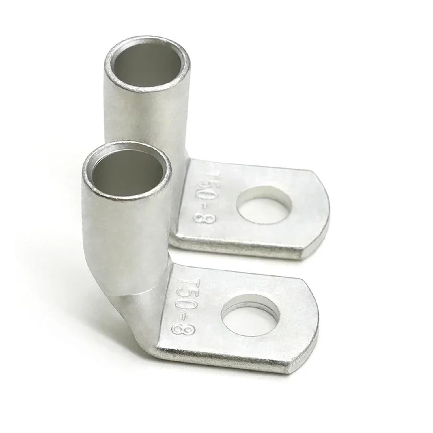 1/5pcs Wire Terminal L-Type Right Angle 90 Degree Bend Nose Tinned Copper T35/50/70/95-6/8/10/12 Crimp Connector Cable Lugs(1pcs,T50-6)