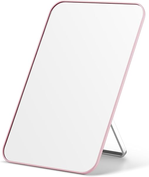 OMIRO 8 X 5 in Desk Makeup Mirror with Stand and Hanging Hole, Pink