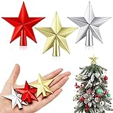 Hanaive 3 Pcs Mini Christmas Tree Topper Small Star Christmas Treetop Ornaments for Mini Tree Holiday Decorative Star for Xmas Home Decor(Multicolor,2.36 Inch)