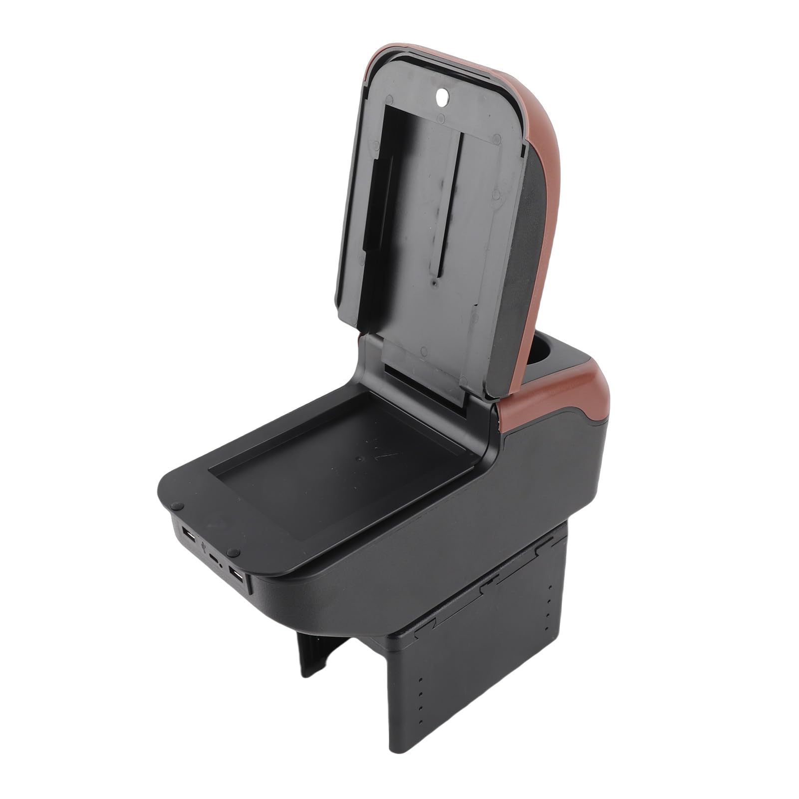 Universal CAR Akrest Pudełko z 6 Portów ładowania USB Podwójna Warstwa Regulowana Organizator Konsoli środkowej do SUV Truck CAR Soft PU Skórzany materiał ABS 320x142x145 Mm (Brązowy)