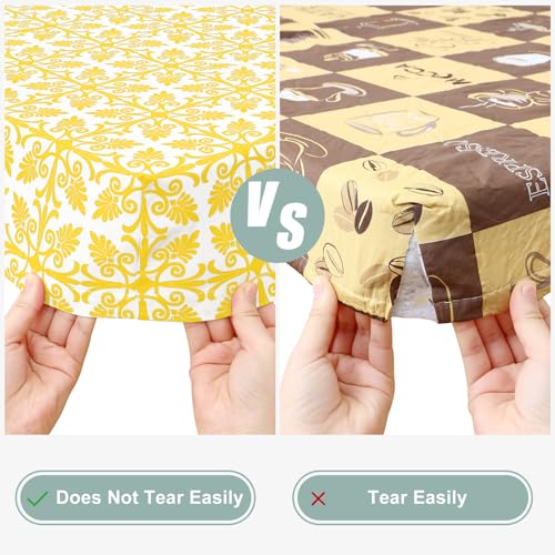 Image of misaya Picnic Table Cover with Bench Cover, Waterproof Elastic Fitted Tablecloth for 8 Foot Tables, Rectangle Washable Polyester Tablecloths for Picnic, Camping, Outdoor (Yellow, 30 inch x 96 inch)