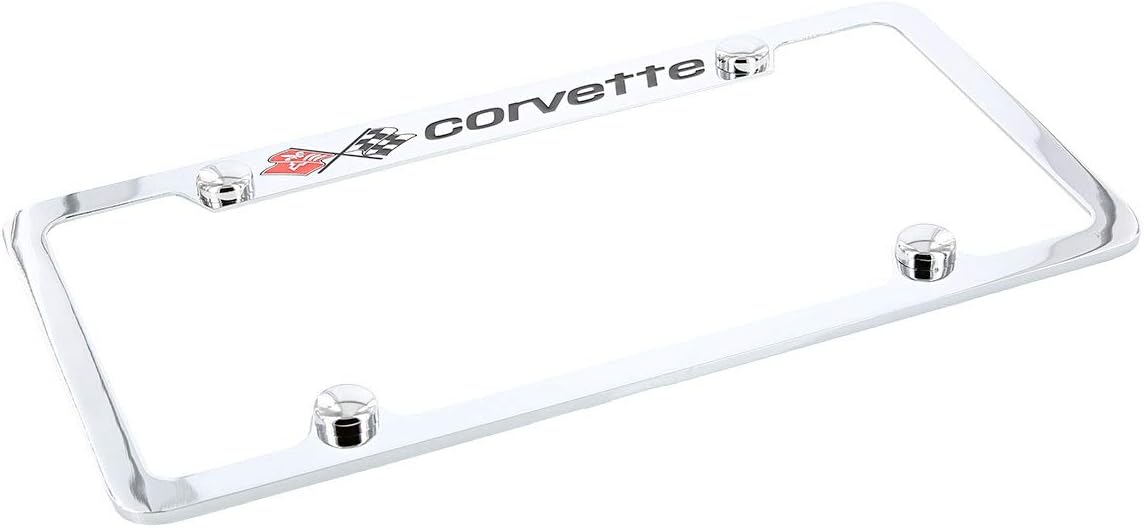 Chevrolet Corvette C3 Chrome Plated Metal Top Engraved License Plate Frame