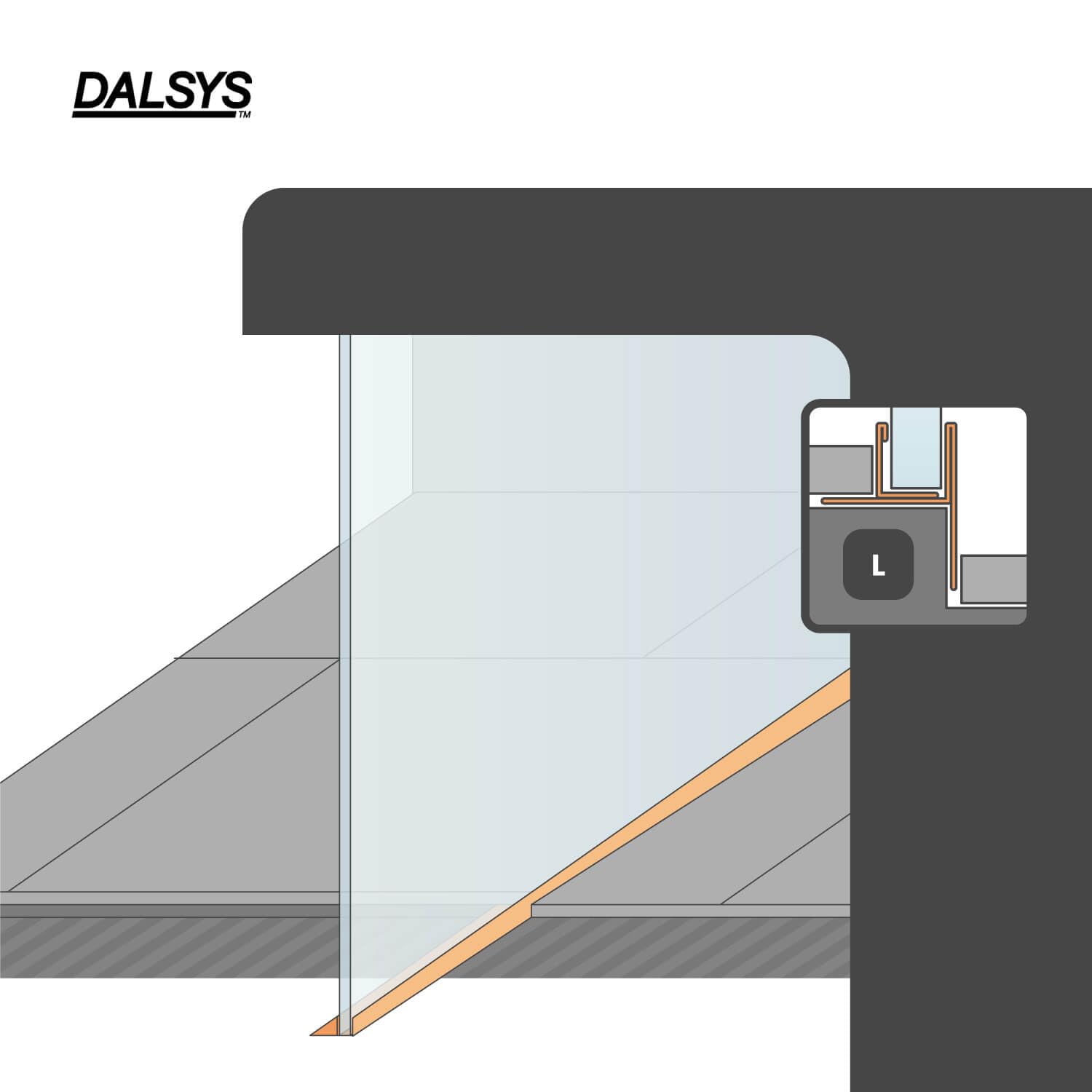 Cuña de pendiente ducha, izquierda 98cm, 19mm Altura Plata | Perfil de pendiente de acero inoxidable V2A, perfil en cuña, perfil en U para vidrio, soporte de vidrio