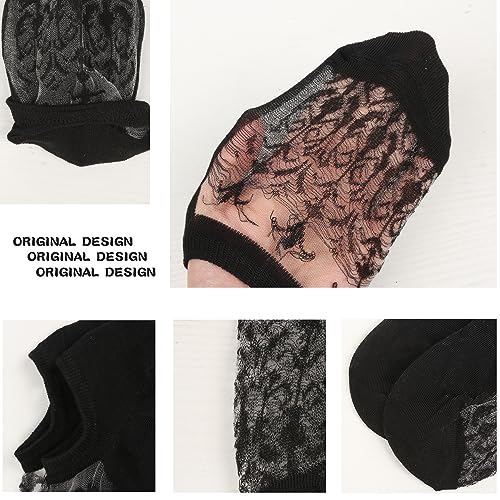 Image of Benefeet Sox Sheer No Show Socks for Women Girls Lace Mesh Low Cut Liner Socks Ultra Thin Nylon Invisible No See Footies Sock