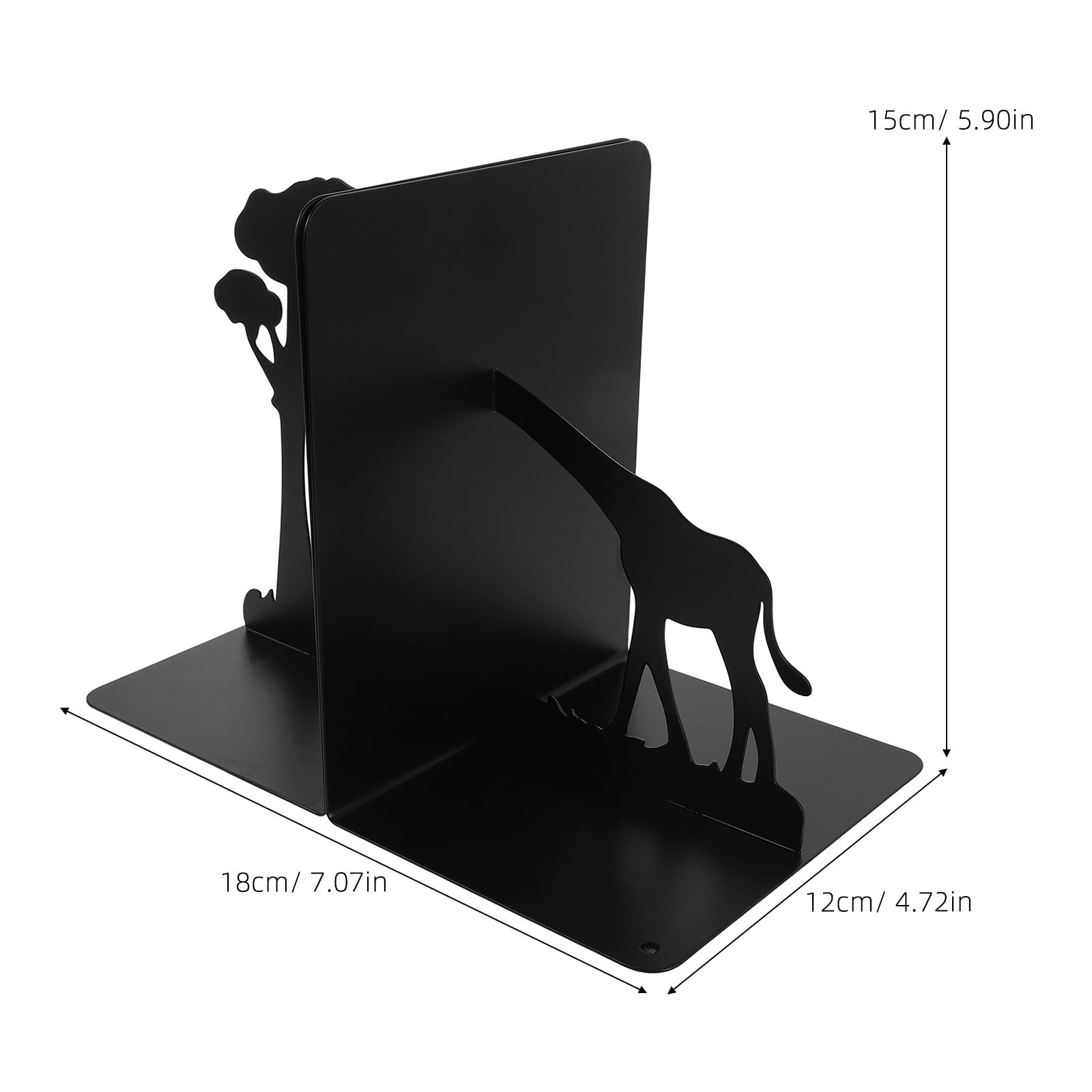 Cabilock 1 set di fermalibri decorativi in ​​metallo per scaffali - Libreria da scrivania con silhouette di giraffa e scoiattolo per casa e ufficio