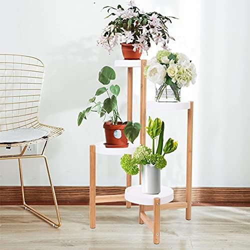 unho Corner Plant Stand Indoor, 4 Tier Plant Display Shelf Bamboo Plant Pot Stand Holder Tall Flower Stand Rack for Indoor Home Decor