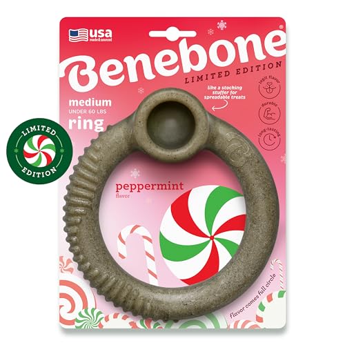 Image of Benebone Peppermint Ring - Limited Edition Holiday Flavor, Durable Chew Toy for Aggressive Chewers, Made in USA, Medium