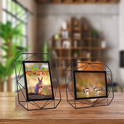 Qutrey 5X7 Picture Frame Set Of 2, Black Metal Photo Frames For 5 By 7 Inch Pictures, Wall Mounting And Tabletop Display #TOP5