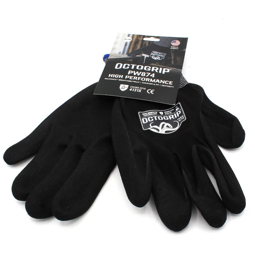 Octogrip Men's Nylon/Lycra igh Performance Series 15 Gauge Nylon Lycra Nitrile Palm, black, 10XL UK