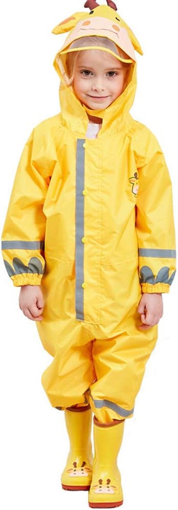 Kids Rain Suit Childrens 3D Cute Animal Pattern Hooded Raincoat Jumpsuit Puddle All-in-one Waterproof Suits