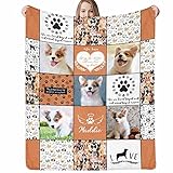 Custom Photo Blanket Best Memorial for Your Pets - Personalized Cozy Fleece Throws Blanket with Picture Upload for Dogs Cats Family Friends