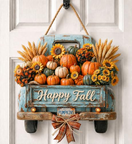 Fall Decorations for Home Fall Decor Truck Door Sign for Front Door Farmhouse Wooden Fall Truck Door Hanger Welcome Hanging Sign for Autumn Harvest Thanksgiving Outdoor Indoor Wall Home Decor