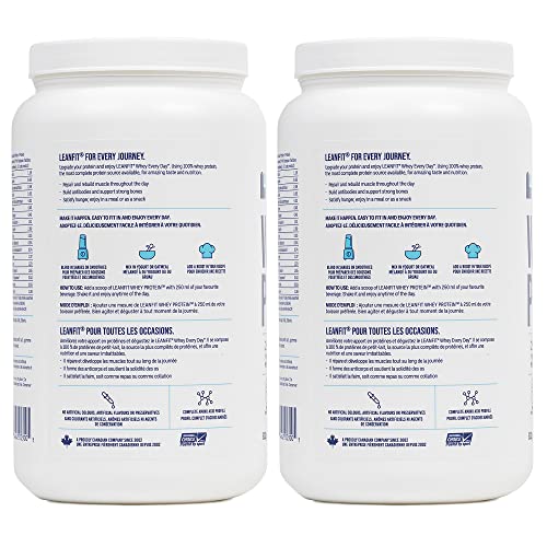 LEANFIT WHEY PROTEIN Natural Vanilla - Pack of 2 (two) – 100% Whey Protein Powder, 25g Protein Per Serving – Grass-Fed, Gluten-Free, BCAAs, Amino Acid - 26 Servings, 832g Tub - Image 3