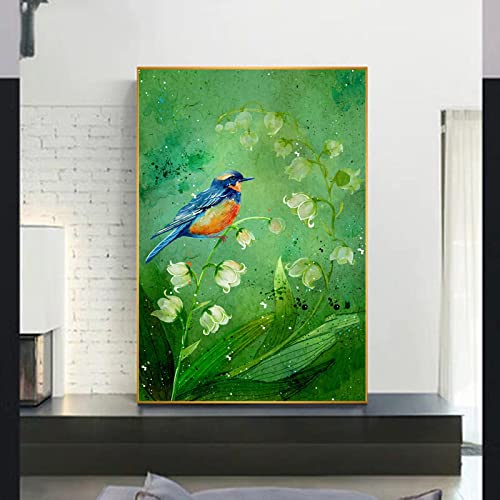 Toile oiseau abstrait KEBIA pour habiller un mur vide de salon