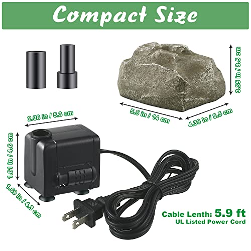 Saillong Bird Bath Water Fountain, Granite Air Pump Rock With Water Pump For Bird Baths, Rock Waterfall Fountain For Bird Bath, Bird Feeder, Aquariums, Fish Tank (With Electric Power Source) #TOP4