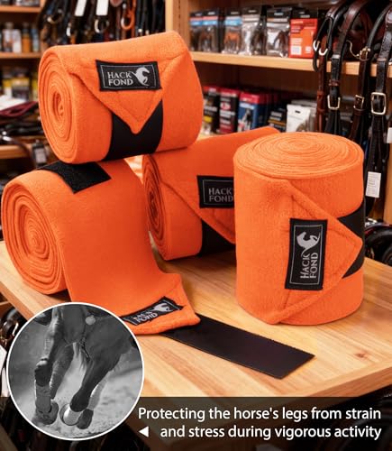 image for HackFond Fleece Horse Polo Leg Wraps Set of 4, 10' Horse Leg Bandages 