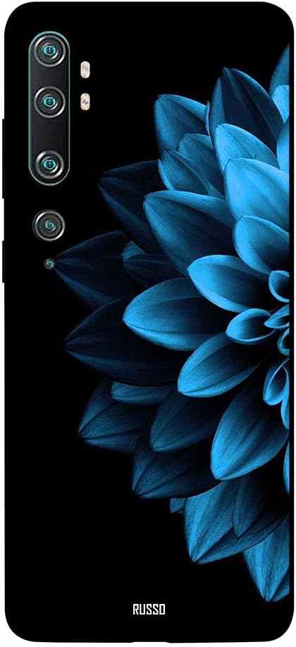 Russo Protective Printed Case Cover For Xiaomi Mi Note 10/ Note 10 Pro Blue Half Leaf Black Background