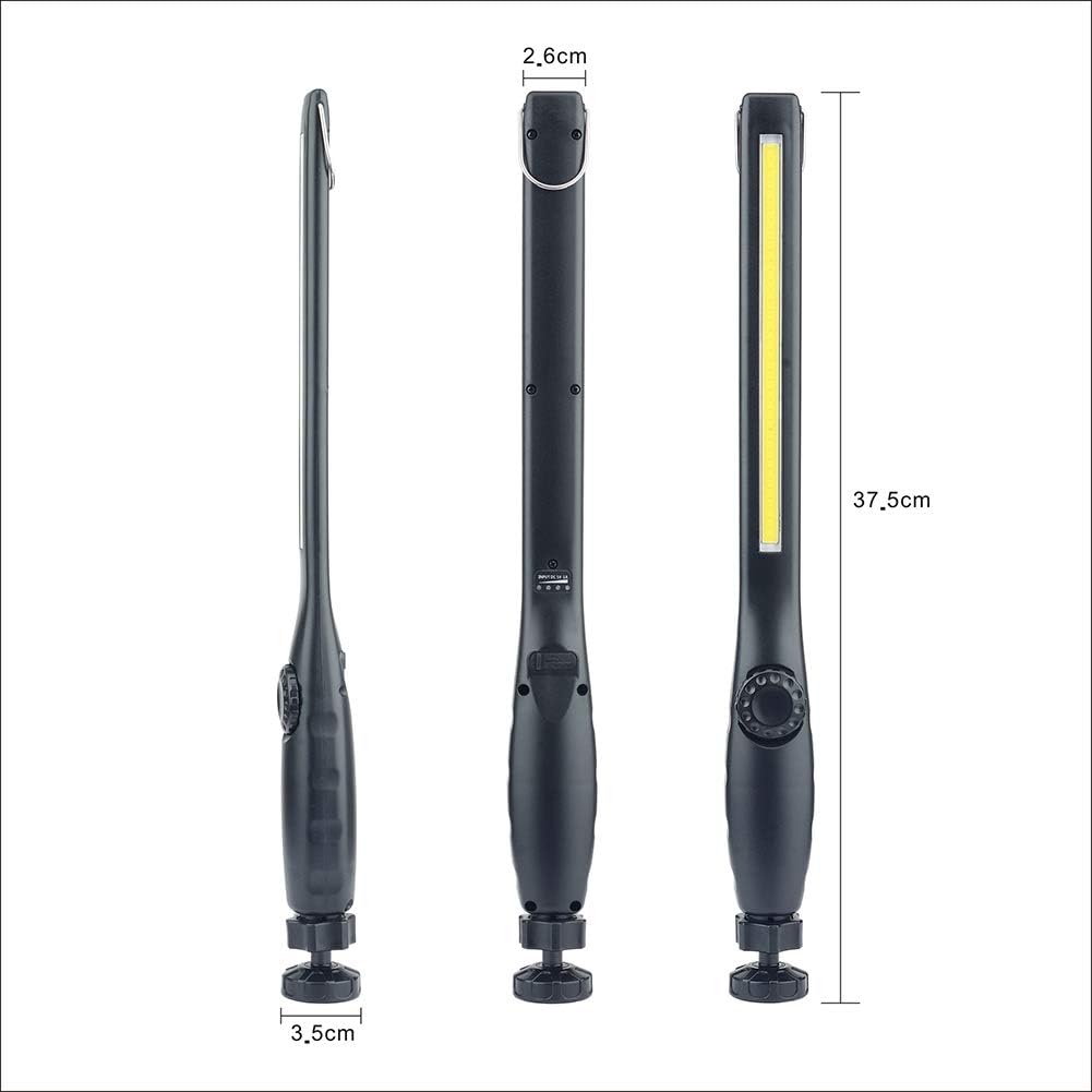 USB Rechargeable Inspection Lamps,with Super Bright COB Led 360 Degree Rotation Magnetic Plate and Handing Hook for Workshop Household Outdoor Camping Hiking Work Lights (Black)