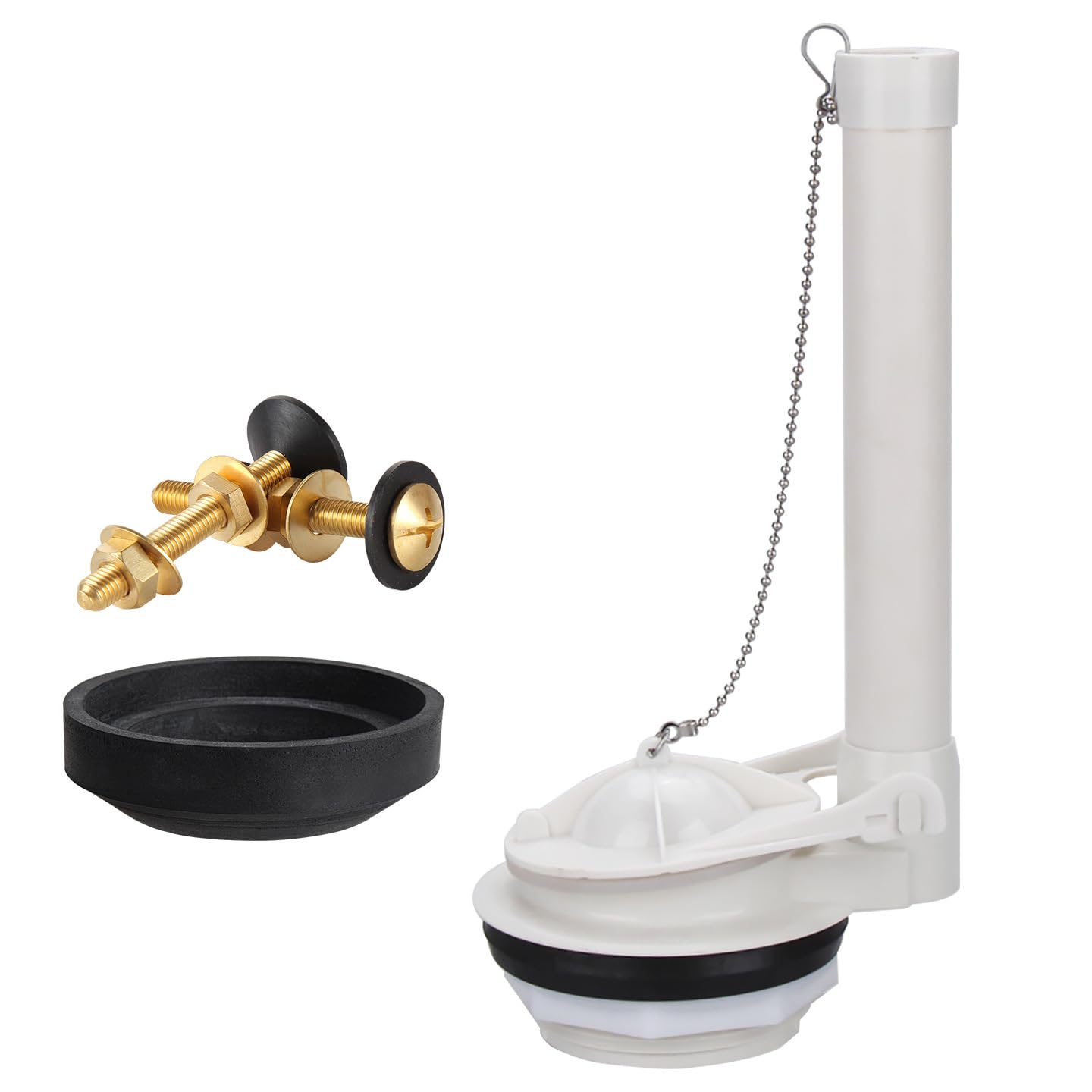 Toilet Cistern Repair Parts 3 Inch Flush Set with Gasket and Bolts, Split Overflow Assembly for Service and Repair Tube Flapper Chain Bathroom Plumbing Hardware Leak Fix