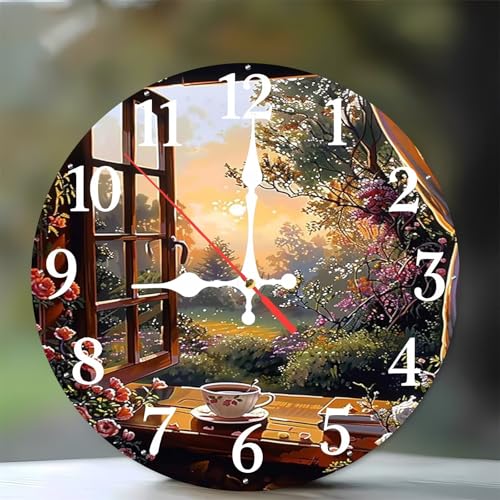 Horloge murale moderne bois 35 cm silencieuse haute finition café - 2