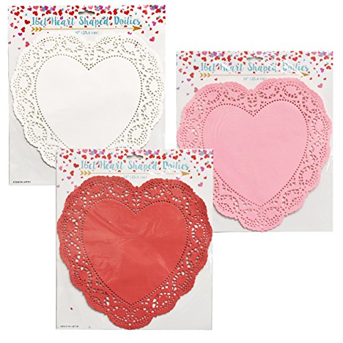 Gift Boutique 96 Count Heart Doilies 10" Red Pink and White Paper Lace Doilies for Valentine Day Decorations Crafts for Valentine's Day - Thumbnail 7