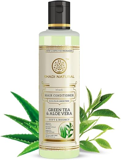 Khadi Natural Green Tea &amp; Aloe Vera Hair Conditioner | Controls Hair Fall and Strengthens Hair | SLS, Paraben Free | Suita...