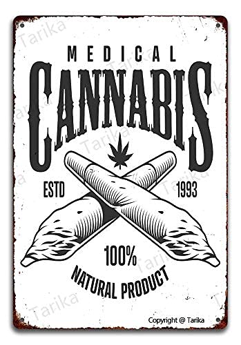 BIGYAK Cartel de metal de cannabis medicinal de 20 x 30 cm con aspecto vintage, decoración para el hogar, cocina, baño, granja, jardín, garaje, citas inspiradoras, decoración de pared
