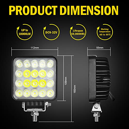 JASLITE 60W Heavy Duty 4x4 LED Truck Work Light Radiant 6000 Lumen by JASLITE - Image 7