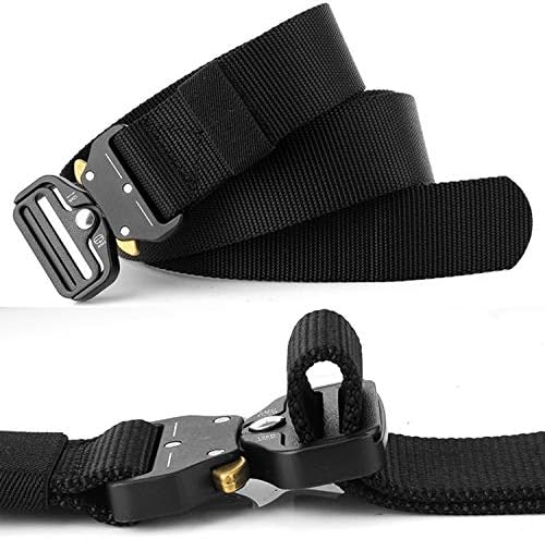Men's Nylon Canvas Work Belt, (2 Pack) 1.49 Inches Tactical Military Plastic Buckle
