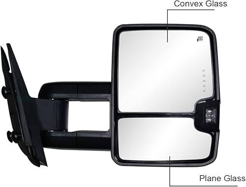 Miniatura 3 de AERDM Espejos de remolque compatibles con Chevy Silverado GMC Sierra 2007-2013, espejos exteriores con lente calentada con luces direccionales,