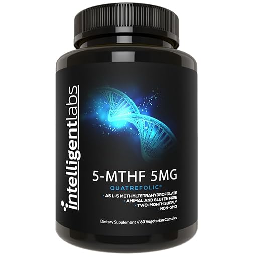 Intelligent Labs 5MG MTHF L-5-Methyltetrahydrofolate Activated Folic Acid Supplement as Quatrefolic Acid - Methyl Folate for Women Men, 60 Capsules - 2 Months Supply, 5mg = 5000mcg Methylfolate