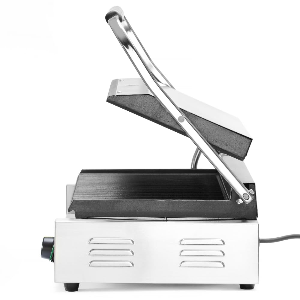 MBH Professional XL Electric Panini Grill for Hospitality Industry XL Industrial Electric Sandwich Plate for Bar and Restaurant