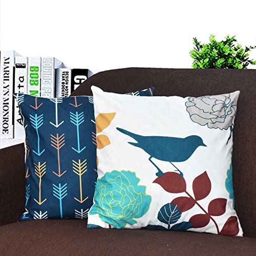 Image of ohello Designer Printed Holland Velvet Throw Pillow Covers 16 inch x 16 inch or 40 x 40 cm Set of 2 - Designer Square Pillow Covers /Cushion Covers for Bed, Sofa,Chair, Bed & Living Area | 001