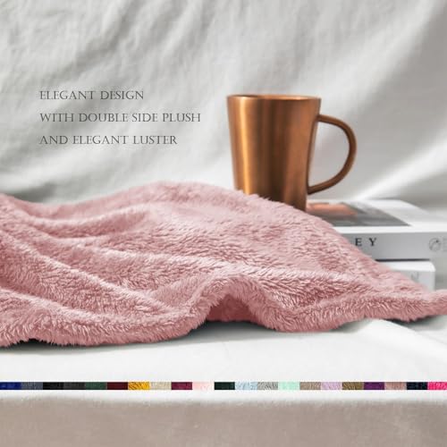 Image of Exclusivo Mezcla Plush Fuzzy Fleece Bed Blanket Queen Size, Super Soft, Fluffy and Warm Blankets for Couch, Bed, All Season (Dusty Pink, 90x90 inches)