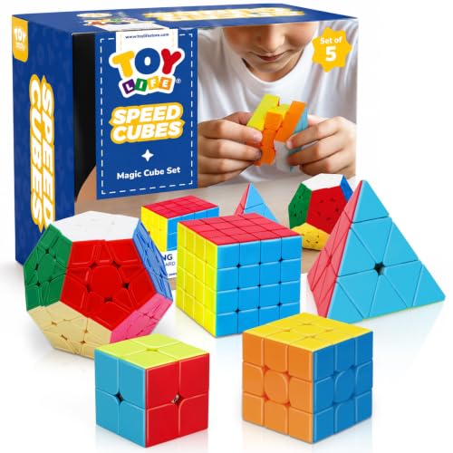 STEAM Life Speed Cube Set, Speed Cube Set of 2x2 3x3 4x4 Megaminx and Pyramid Cube Smoothly Stickerless Magic Cubes Collection for Kids & Adults