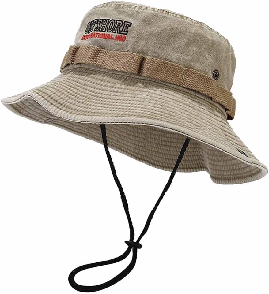 Embroidered Washed Cotton Bucket Hat, Lightweight Sun Cap for Men Women, Outdoor Travel Fishing UV Protection Fisherman Hat